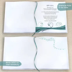 Kommunionbuch mit Fischen und Wellen in Türkis / Meerblau zum Ausfüllen mit Fragen oder Blanko personalisiert