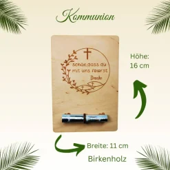 Kommunion-Geldgeschenkkarten aus Birkenholz, 2teilig, 1teilig, Lasergravur, personalisierbar