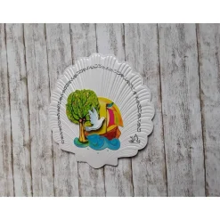 Kommunionkarte  Baum , weiße Taube, Segelboot