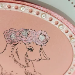 Kommunionkarte Lamm mit rosa Rosen edel verspielt