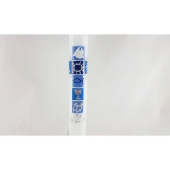 Kommunionkerze blau , Kreuz , modern , mit Kelch