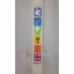 Kommunionkerze, bunt, Regenbogen