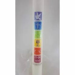 Kommunionkerze, bunt, Regenbogen