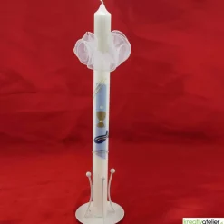 Kommunionkerze Fisch blau mit goldenem Kelch, handverziert, Kommunionkerze mit Namen und Datum, Kommunionkerze für Junge