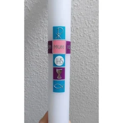 Kommunionkerze für Mädchen, beere, hellblau