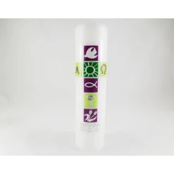 Kommunionkerze grün, lila, für Mädchen