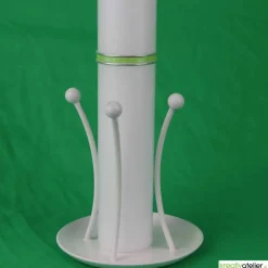 Kommunionkerze grün mit Kreuz, Kelch, und Weinrebe, handverziert, Kommunionkerze mit Namen und Datum, Kommunionkerze