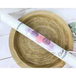 Kommunionkerze Kreise in Flieder-Rosa mit christlichen Symbolen