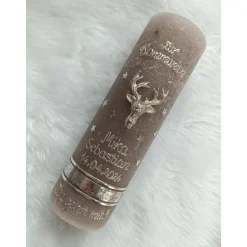 Kommunionkerze Rustikal, Du gehst mit, Wachsbeschriftung, Farbwünsche möglich