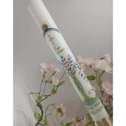 Kommunionkerze Taufkerze lang Lebensbaum Baum Jungen Mädchen Name Datum individualisierbar 400/40 mm