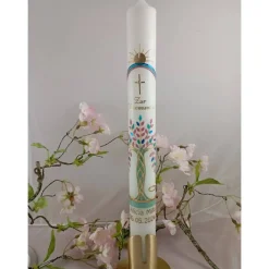 Kommunionkerze Taufkerze lang Lebensbaum Baum Jungen Mädchen Name Datum individualisierbar 400/40 mm