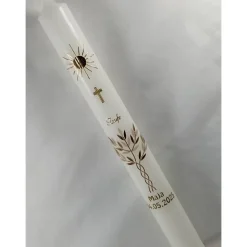 Kommunionkerze Taufkerze lang  Lebensbaum  gold Jungen Mädchen Wachsverziert 40x4 cm TKR1525