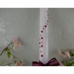 Kommunionkerze Taufkerze lang Mädchen Jungen rosa silber Herzen Name Datum individualisierbar