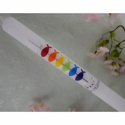 Kommunionkerze Taufkerze lang Mädchen Jungen bunt silber Kreuz Fische Name Datum individualisierbar