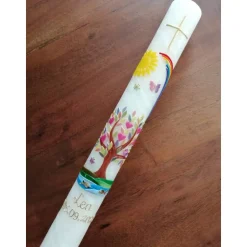 Kommunionkerze, Taufkerze, Lebensbaum, Mädchen, Jungen, Kreuz, Sonne, Regenbogen, Schmetterling, 25 % Bienenwachs, handg