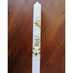 Kommunionkerze, Taufkerze für Mädchen o. Jungen (inkl. Beschriftung + Aufbewahrungskarton)