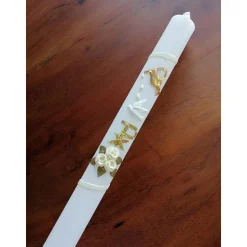 Kommunionkerze, Taufkerze für Mädchen o. Jungen (inkl. Beschriftung + Aufbewahrungskarton)