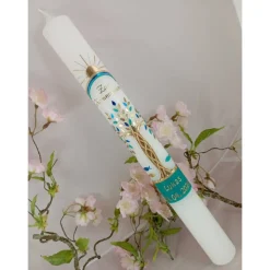 Kommunionkerze Taufkerze lang Lebensbaum Baum Jungen Name Datum individualisierbar 400/40 mm