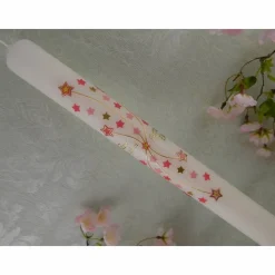 Kommunionkerze Taufkerze lang Mädchen Jungen bunt silber Sterne Name Datum individualisierbar