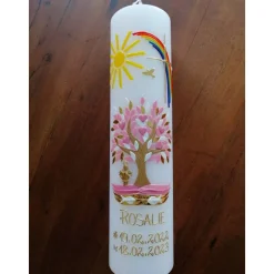 Kommunionkerze Taufkerze Mädchen Lebensbaum