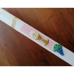 Kommunionkerze, Taufkerze Mädchen (inkl. Beschriftung + Aufbewahrungskarton)