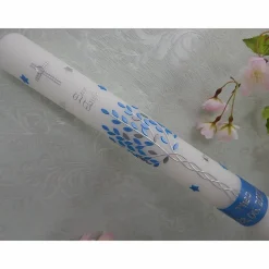 Kommunionkerze Taufkerze lang Jungen Lebensbaum blau silber Baum des Lebens Kreuz Sterne Name Datum individualisierbar