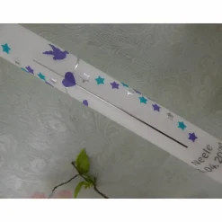 Kommunionkerze Taufkerze lang Mädchen Jungen bunt silber Sterne Name Datum individualisierbar