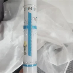 Kommunionkerze türkis glitzer