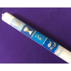 Kommunionkerze 40x4, inkl. Beschriftung Kommunionskerze, Kerze zur Kommunion oder Taufe, Farbwünsche möglich, keine Foli