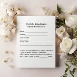 Kommunionseinladungskarten 10er-Set, Kommunionseinladungen mit christlichen Symbolen, Einladung Erstkommunion