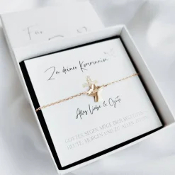 Kommunionsgeschenk Mädchen, Personalisiertes Geschenk Kommunion, personalisiertes Engel Armband mit Gravur