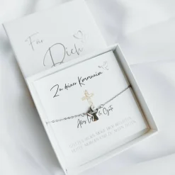 Kommunionsgeschenk Mädchen, Personalisiertes Geschenk Kommunion, personalisiertes Engel Armband mit Gravur