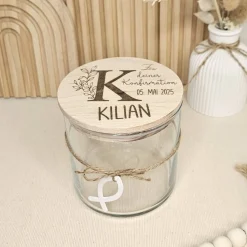 Kommunionsgeschenk mit Namen Geschenkglas Vorratsglas Gravur