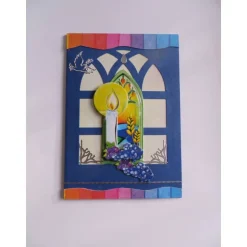 Kommunionskarte, Kerze Trauben, Glückwünsche  religiöse Anlässe