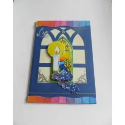 Kommunionskarte, Kerze Trauben, Glückwünsche  religiöse Anlässe