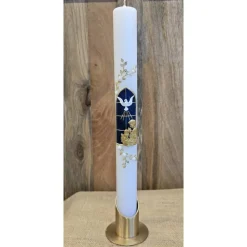 Kommunionskerze - Schwarz marmoriert - 40x4 cm