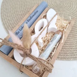 Konfirmation Geldgeschenk Konfirmationsgeschenk Geschenkset zwei Fische und Kerzenhalter rund Reagenzglas Jungen Mädchen