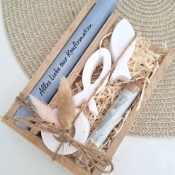 Konfirmation Geldgeschenk Konfirmationsgeschenk Geschenkset zwei Fische und Kerzenhalter rund Reagenzglas Jungen Mädchen