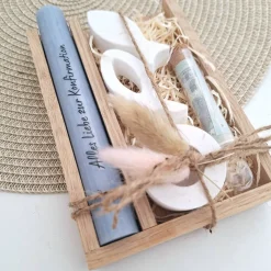 Konfirmation Geldgeschenk Konfirmationsgeschenk Geschenkset zwei Fische und Kerzenhalter rund Reagenzglas Jungen Mädchen