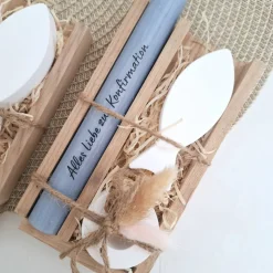 Konfirmation Konfirmationsgeschenk mit einem Fisch (Var 2) Kerzenhalter rund Geschenkset für Jungen und Mädchen Konfirma