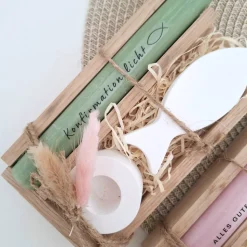 Konfirmation Konfirmationsgeschenk mit einem Fisch (Var 2) Kerzenhalter rund Geschenkset für Jungen und Mädchen Konfirma