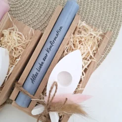 Konfirmation Konfirmationsgeschenk mit Kerzenhalter Fisch Geschenkset für Jungen und Mädchen Konfirmationskerze Kerzense