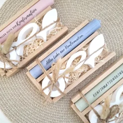 Konfirmation Konfirmationsgeschenk mit zwei Fischen Kerzenhalter rund Geschenkset für Jungen und Mädchen Konfirmationske