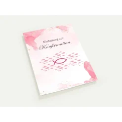 Konfirmationseinladungen 10er-Set in Rosa, rosa Konfirmationseinladungskarten, maritime Konfirmationseinladung