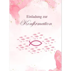 Konfirmationseinladungen 10er-Set in Rosa, rosa Konfirmationseinladungskarten, maritime Konfirmationseinladung