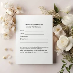 Konfirmationseinladungskarten-Set 10er-Pack, florale Konfirmationseinladung, blumige Einladung zur Konfirmation