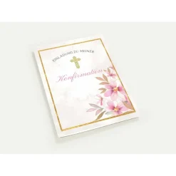 Konfirmationseinladungskarten-Set 10er-Pack, florale Konfirmationseinladung, blumige Einladung zur Konfirmation