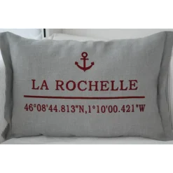 Koordinatenkissen mit Anker bestickt