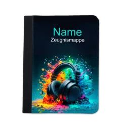 Kopfhörer Zeugnismappe personalisiert | Zeugnismappe | Zeugnismappe mit Namen | Urkundenmappe