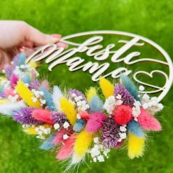 Kranz "beste Mama" mit bunten Trockenblumen, versch. Farben, Geschenk zum Muttertag, Muttertagsgeschenk